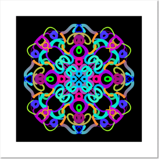 Blue Kaleido Flower Posters and Art